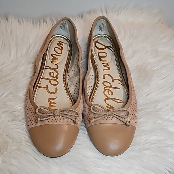 Sam Edelman Falon Perforated Tan Suede Flats - Picture 1 of 9
